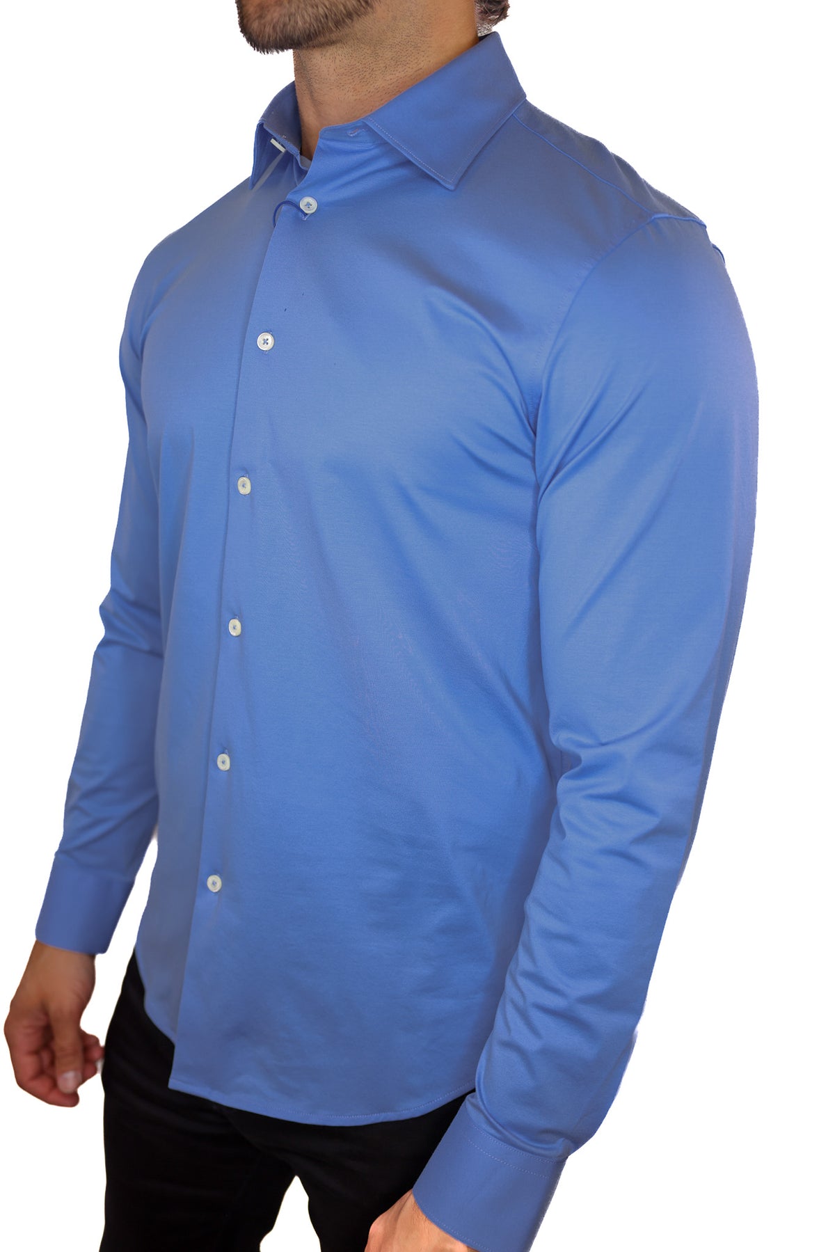 Bugatchi OoohCotton Stretch Shirt Blue
