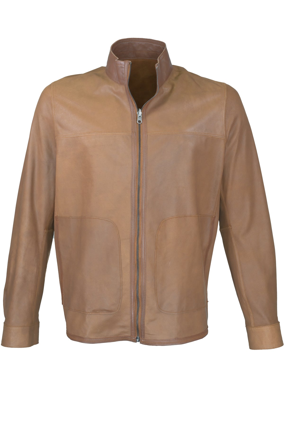 Missani Reversible Spring Leather Jacket - Saddle / Brown