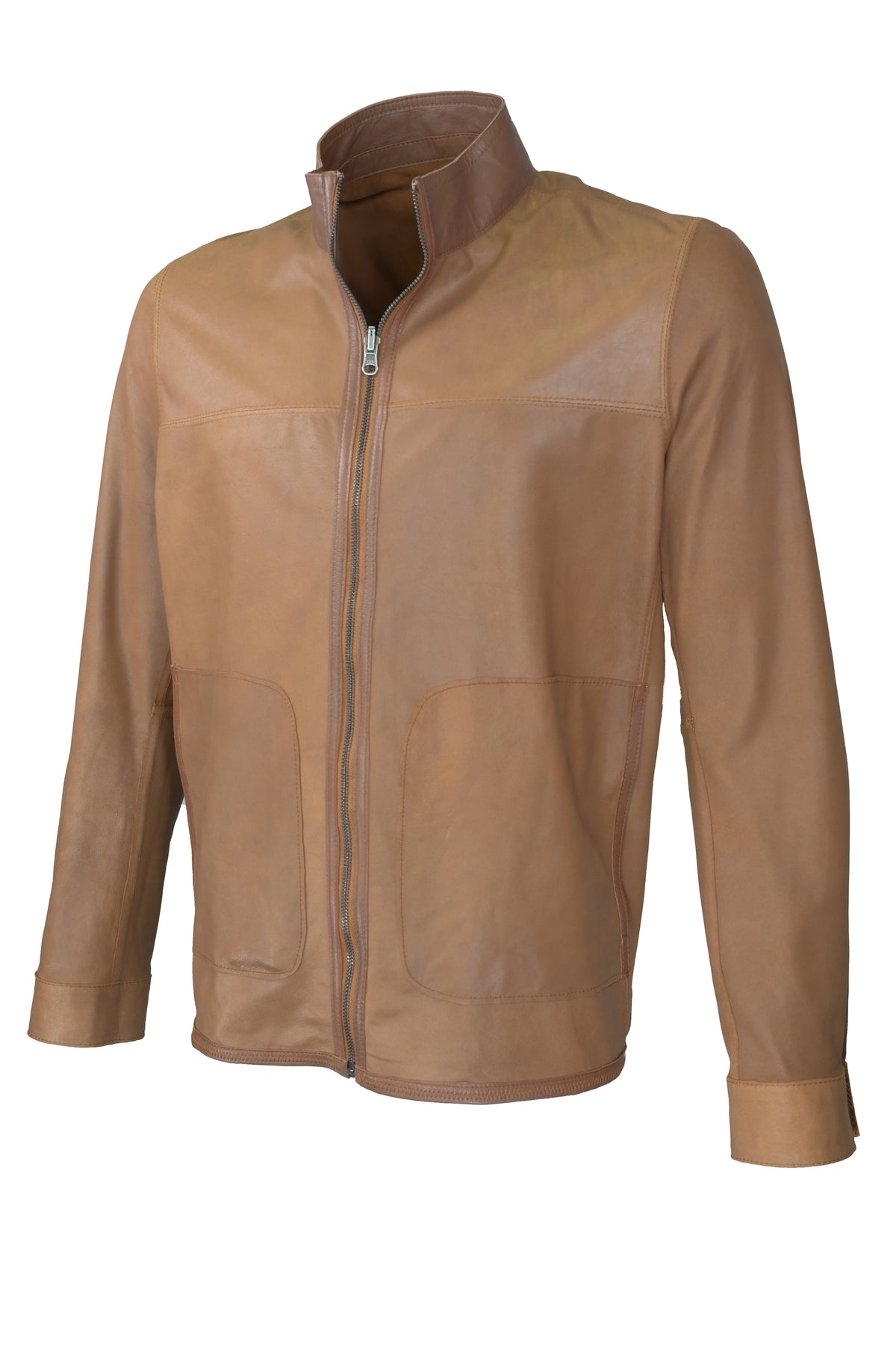 Missani Reversible Spring Leather Jacket - Saddle / Brown