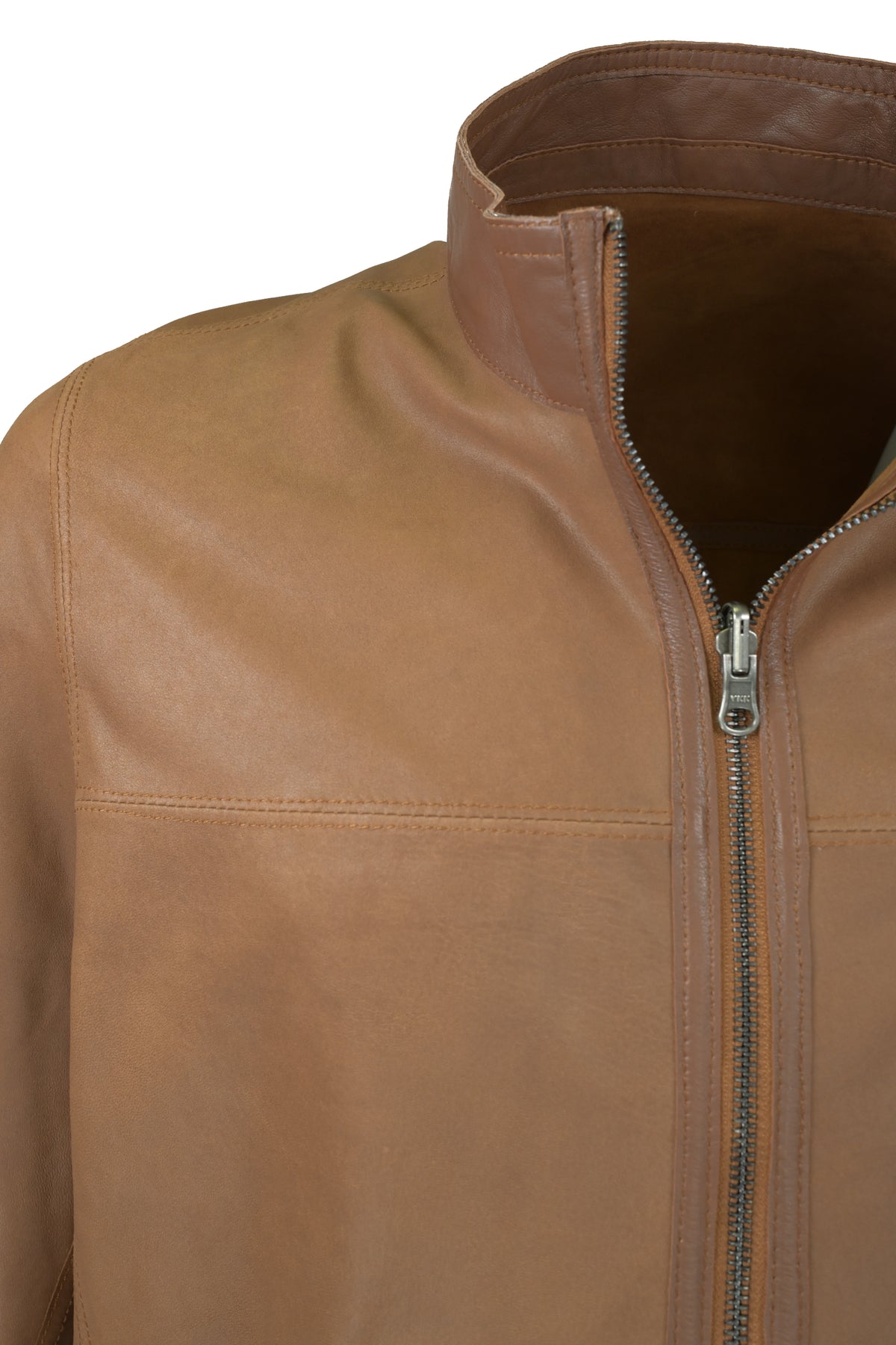 Missani Reversible Spring Leather Jacket - Saddle / Brown