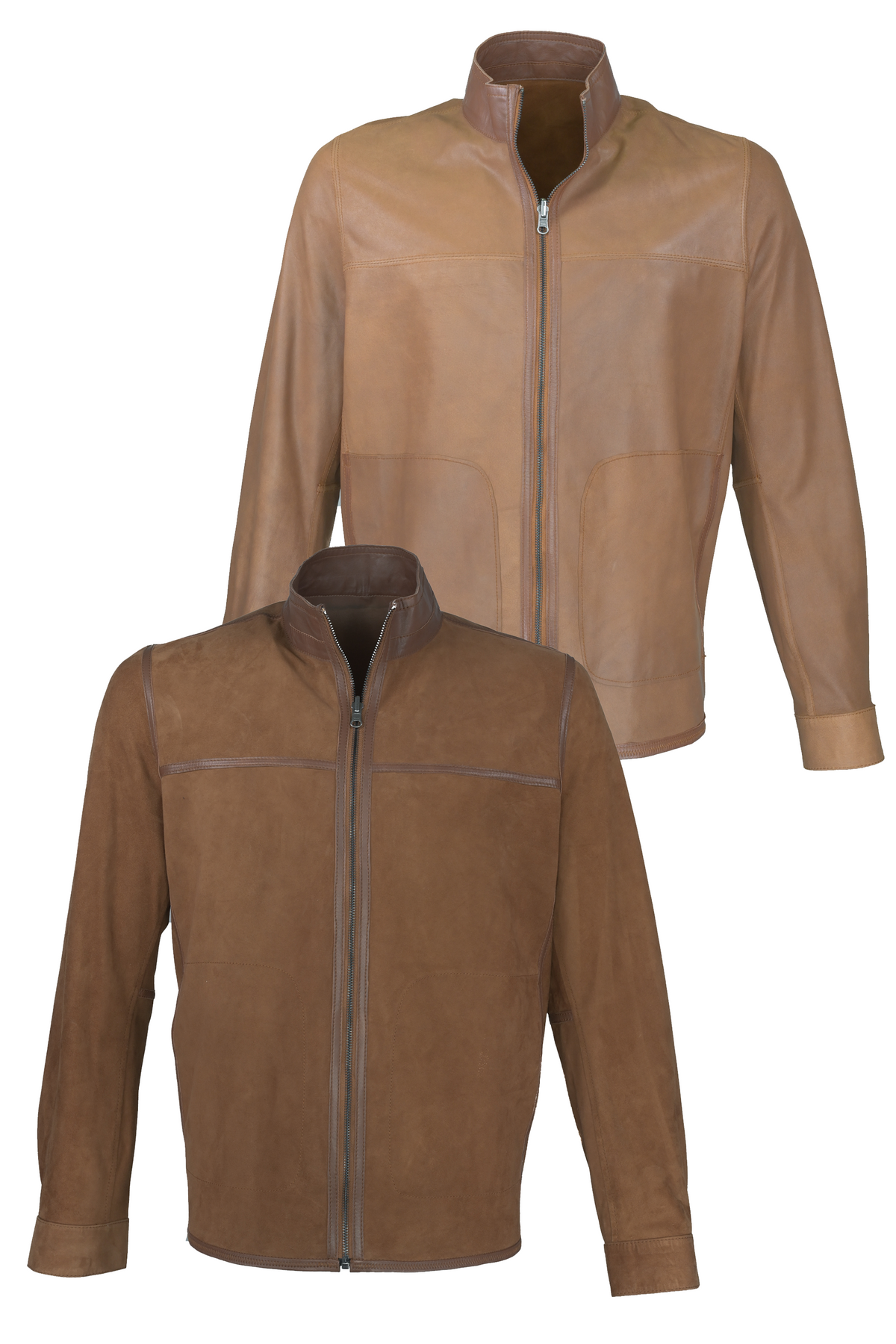 Missani Reversible Spring Leather Jacket - Saddle / Brown