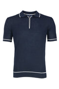Luchiano Visconti Knit Zip Polo - Navy