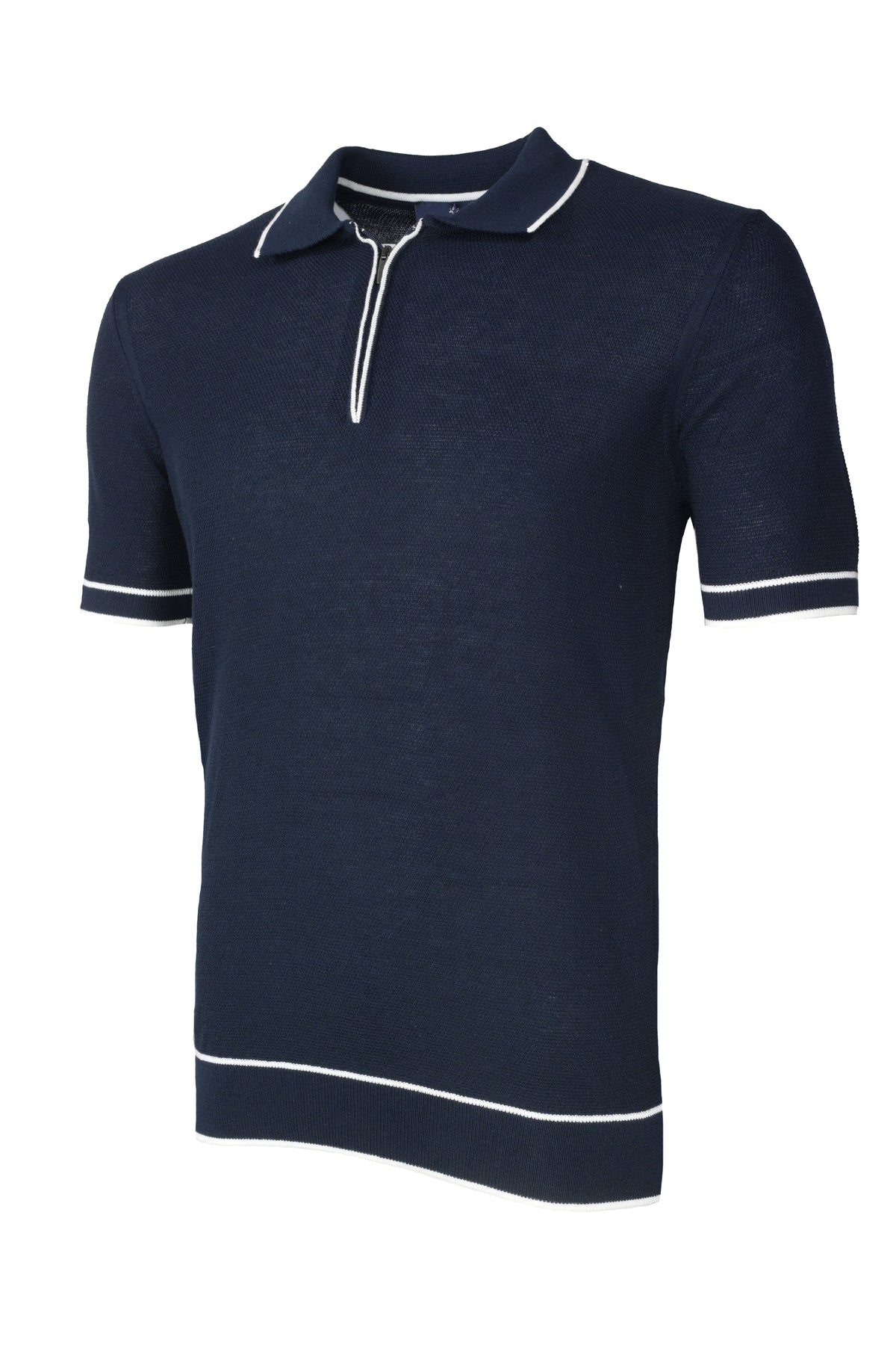 Luchiano Visconti Knit Zip Polo - Navy