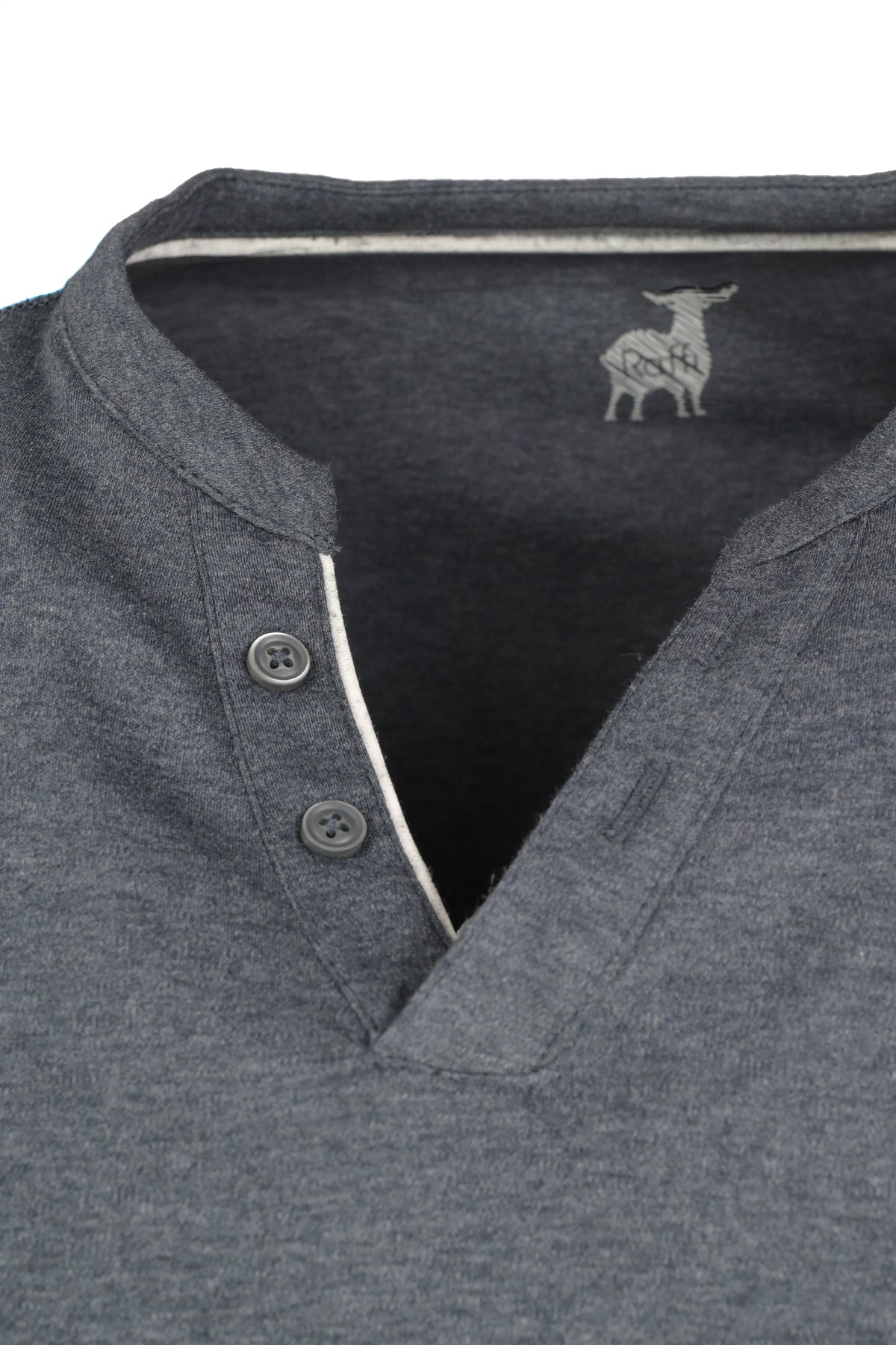 Raffi V-neck Cotton Henley - Carbon