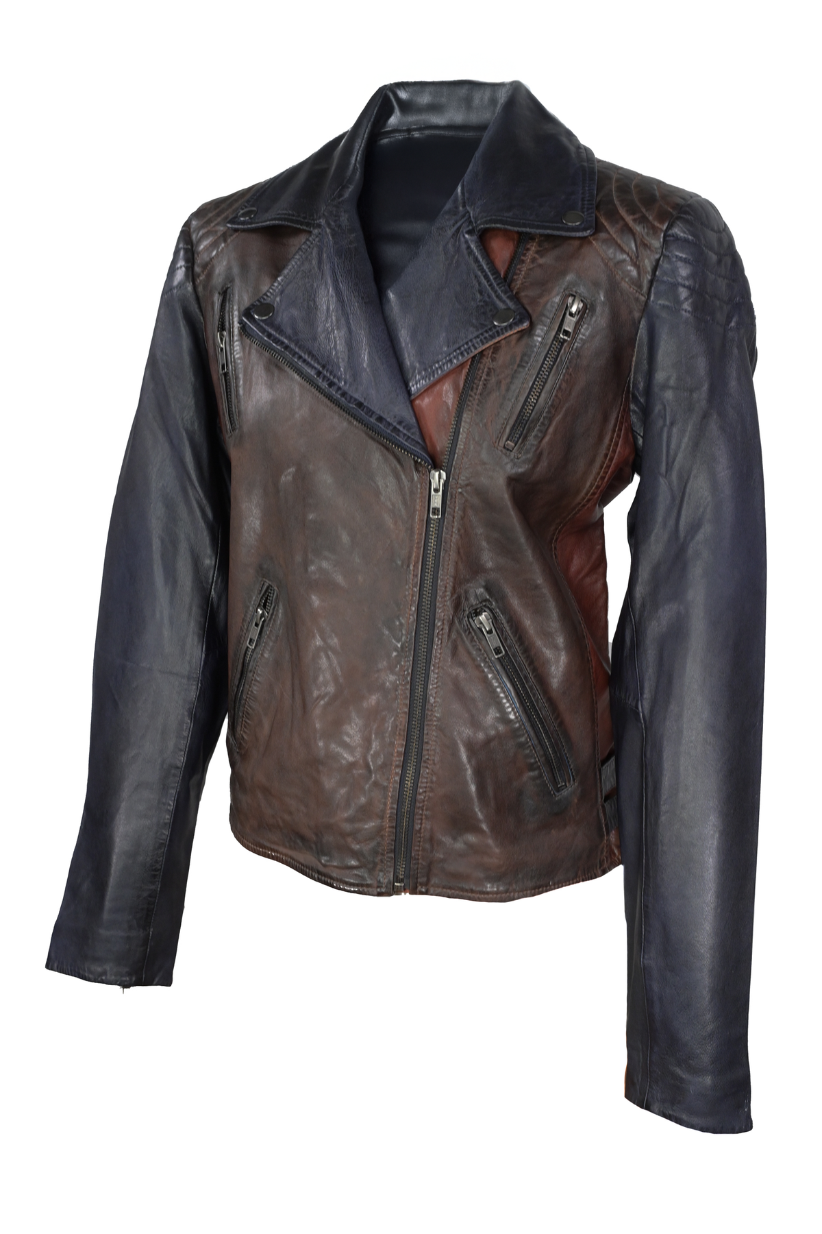 Scully Asymmetrical Leather Jacket - Brown / Rust