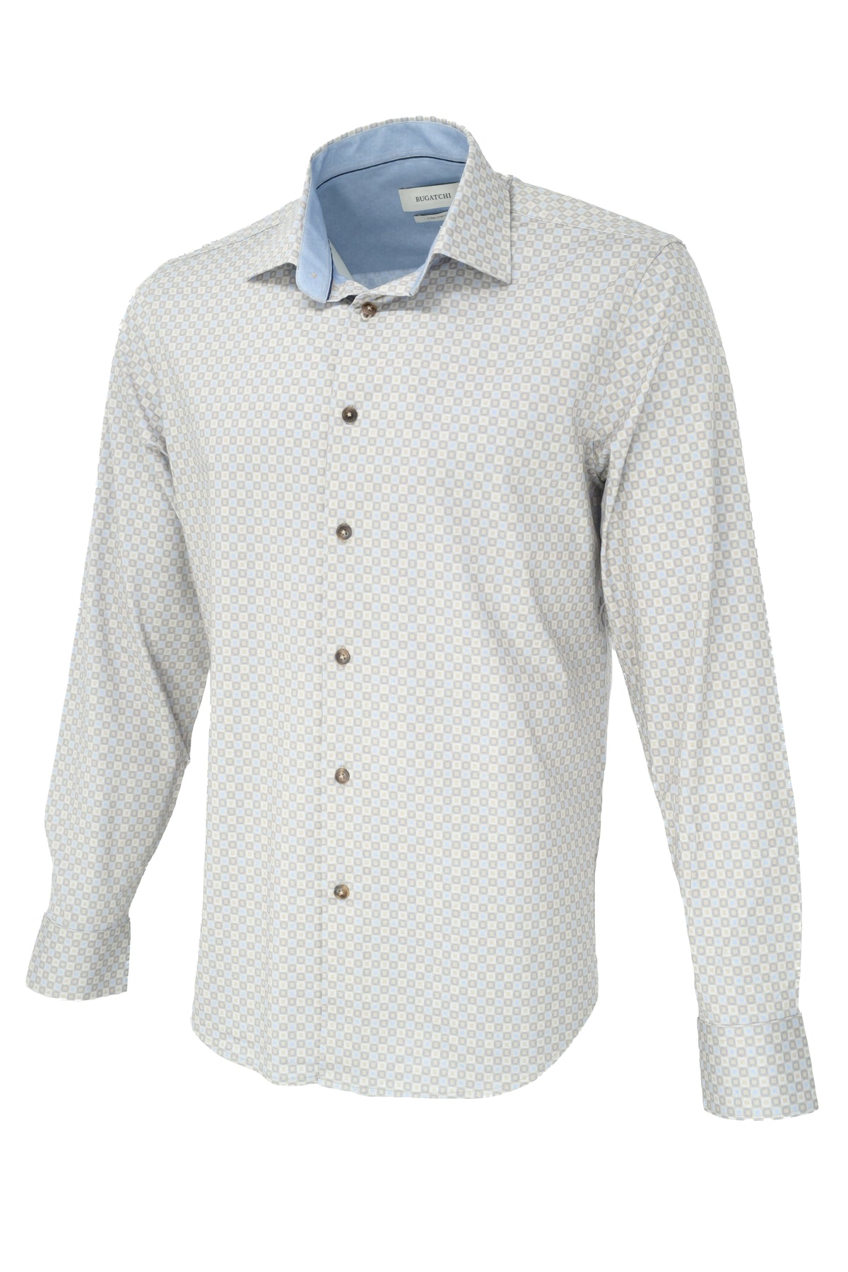 Bugatchi Stretch Cotton Shirt - Patterned Sand