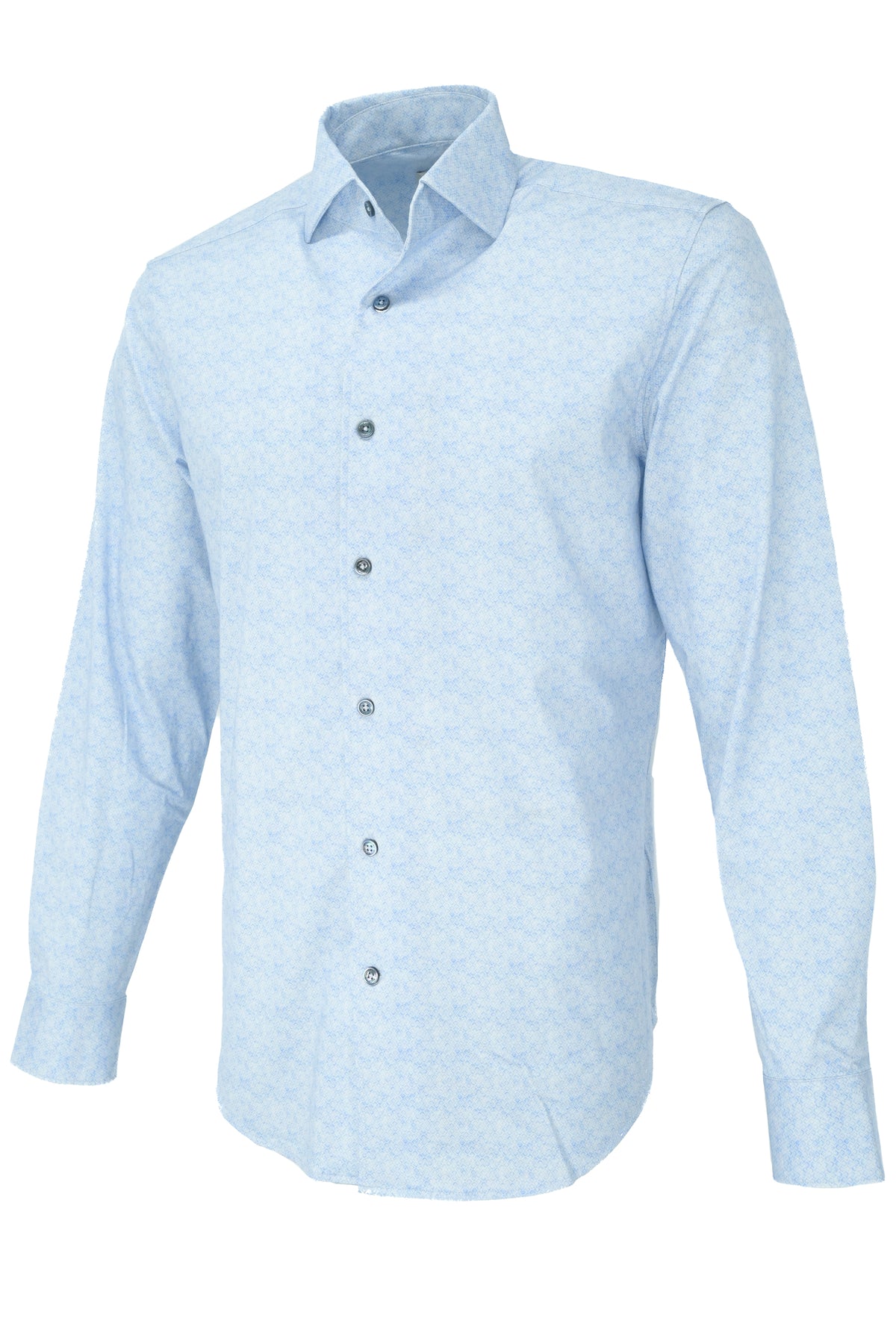 Bugatchi Stretch Cotton Shirt - Sky Blue Diamonds
