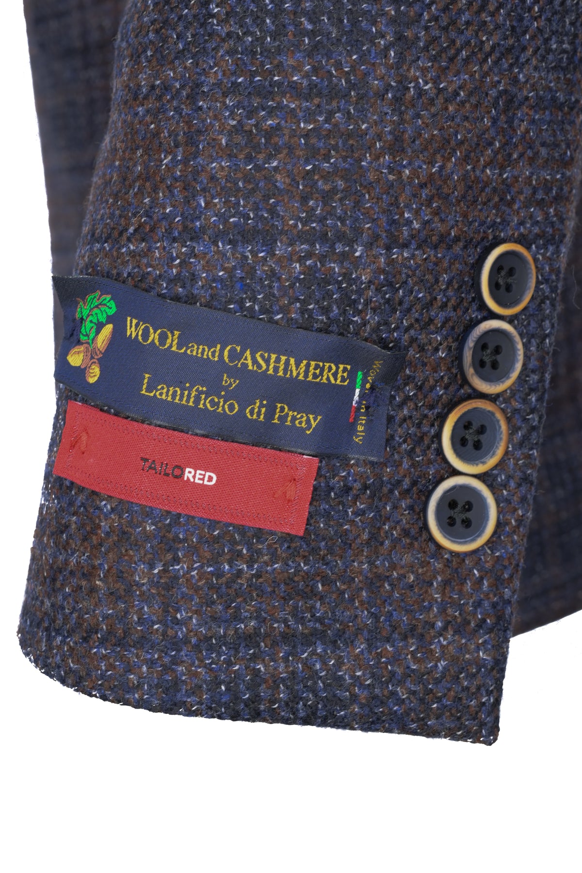 Tailored Lambswool Plaid Sport Coat - Navy / Brown