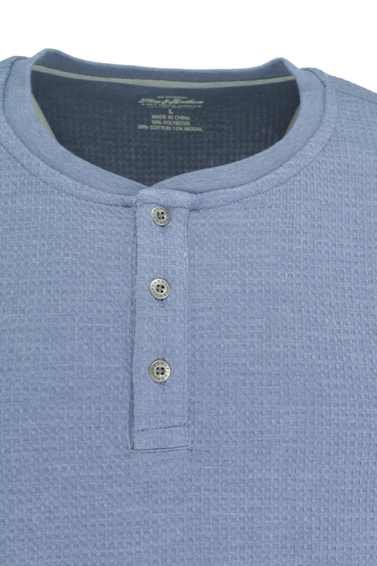 Flag & Anthem Waffle Henley Sweater - Medium Blue