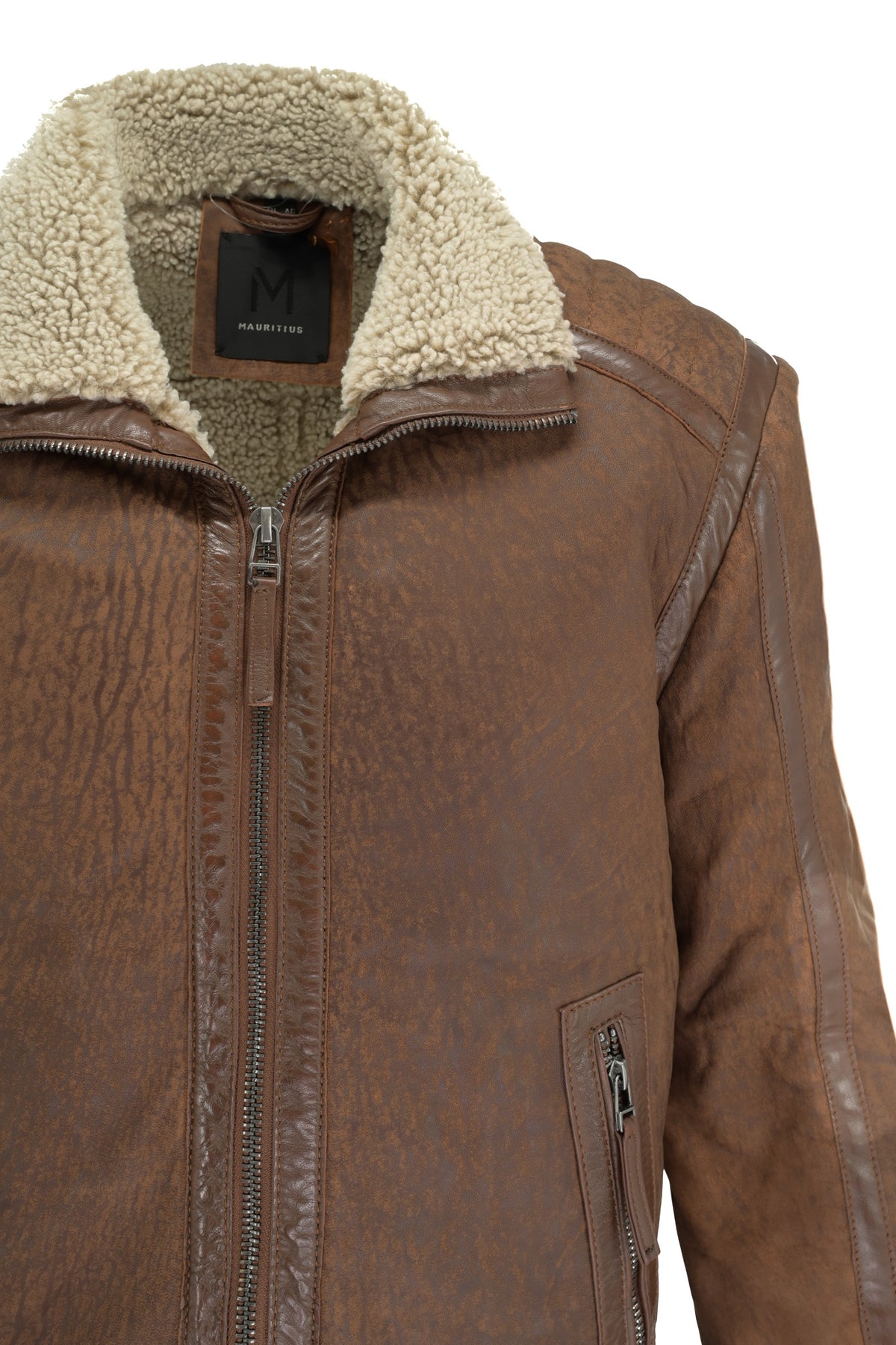 Mauritius Leather Bomber Jacket - Cognac