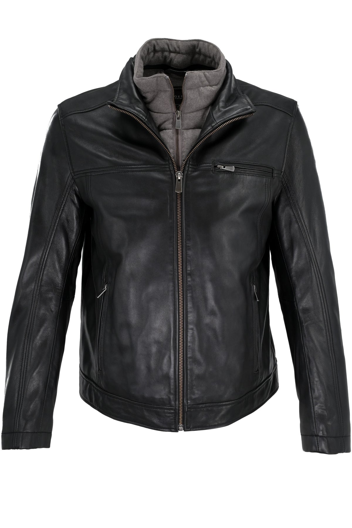 Regency Hybrid Leather Bomber - Black