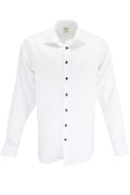 Serica Dress Shirt - Solid White / Navy Buttons