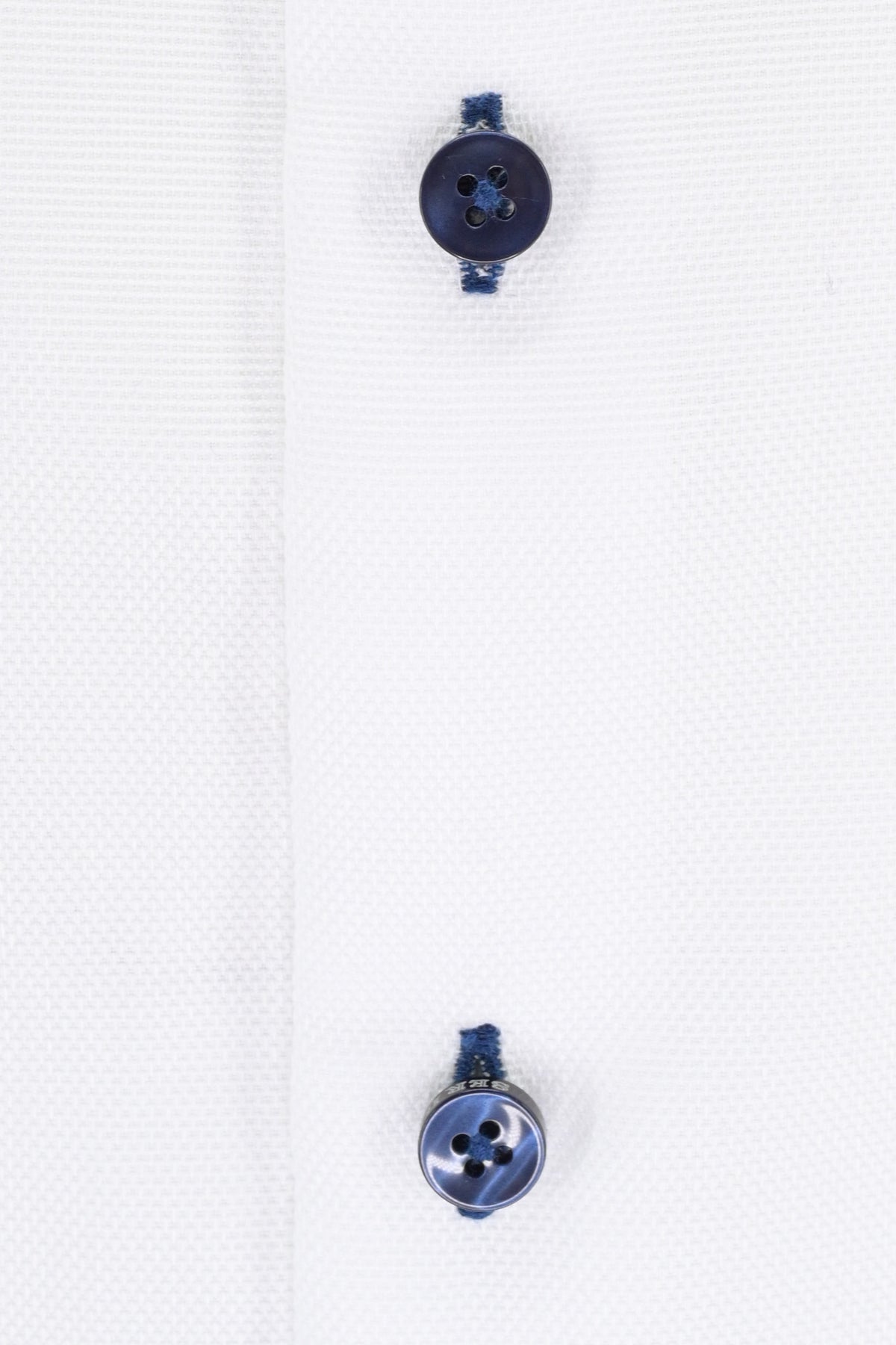 Serica Dress Shirt - Solid White / Navy Buttons