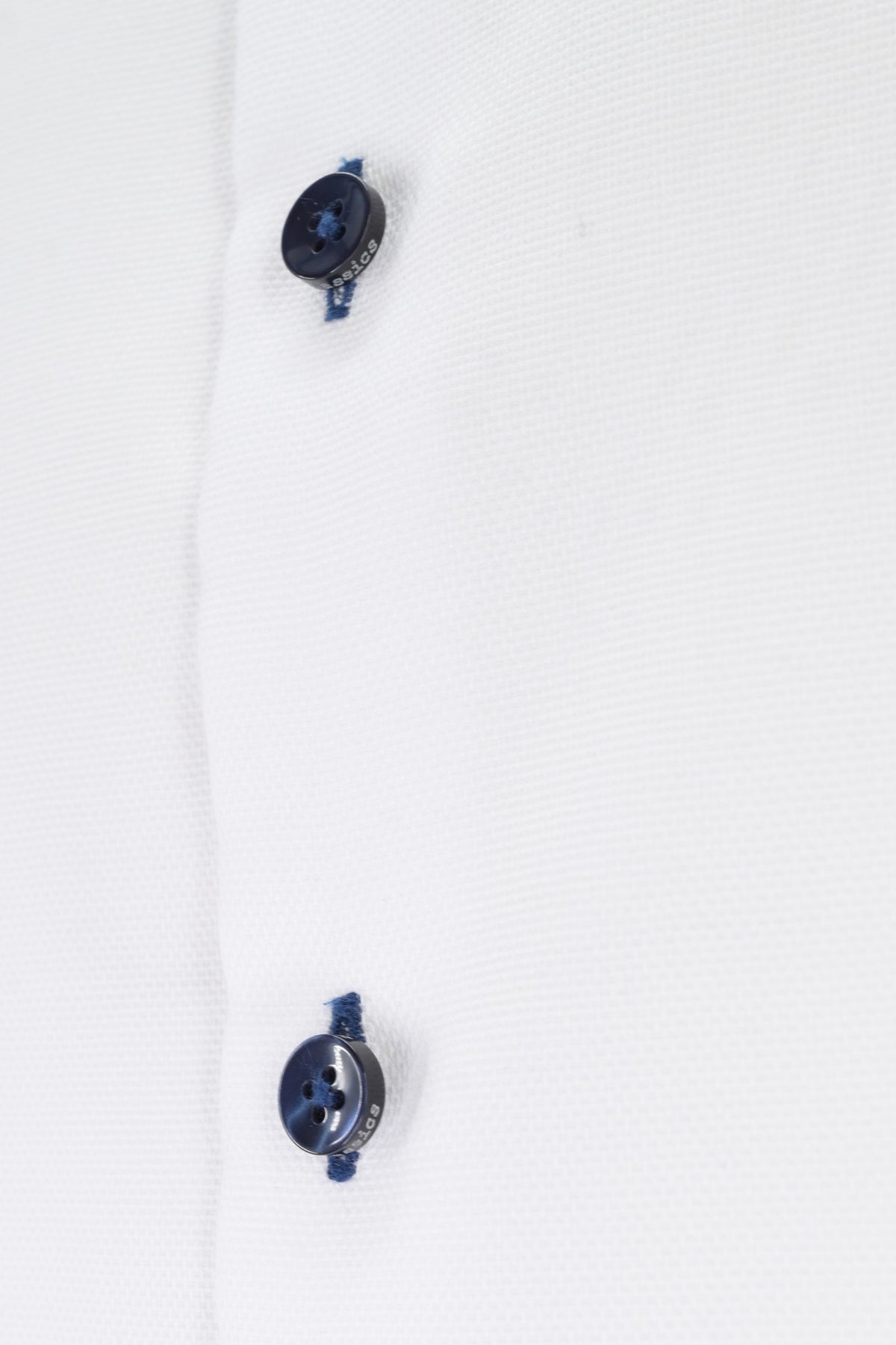 Serica Dress Shirt - Solid White / Navy Buttons