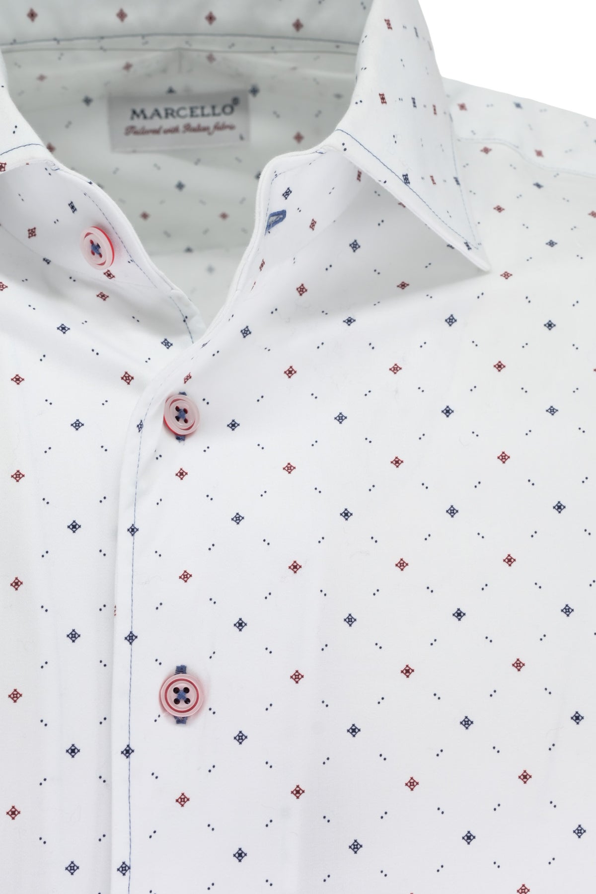 Marcello Square Patterns Shirt - White