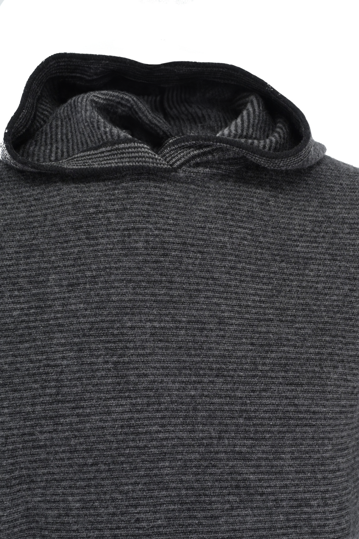 Naadam Striped Hooded Sweater - Black