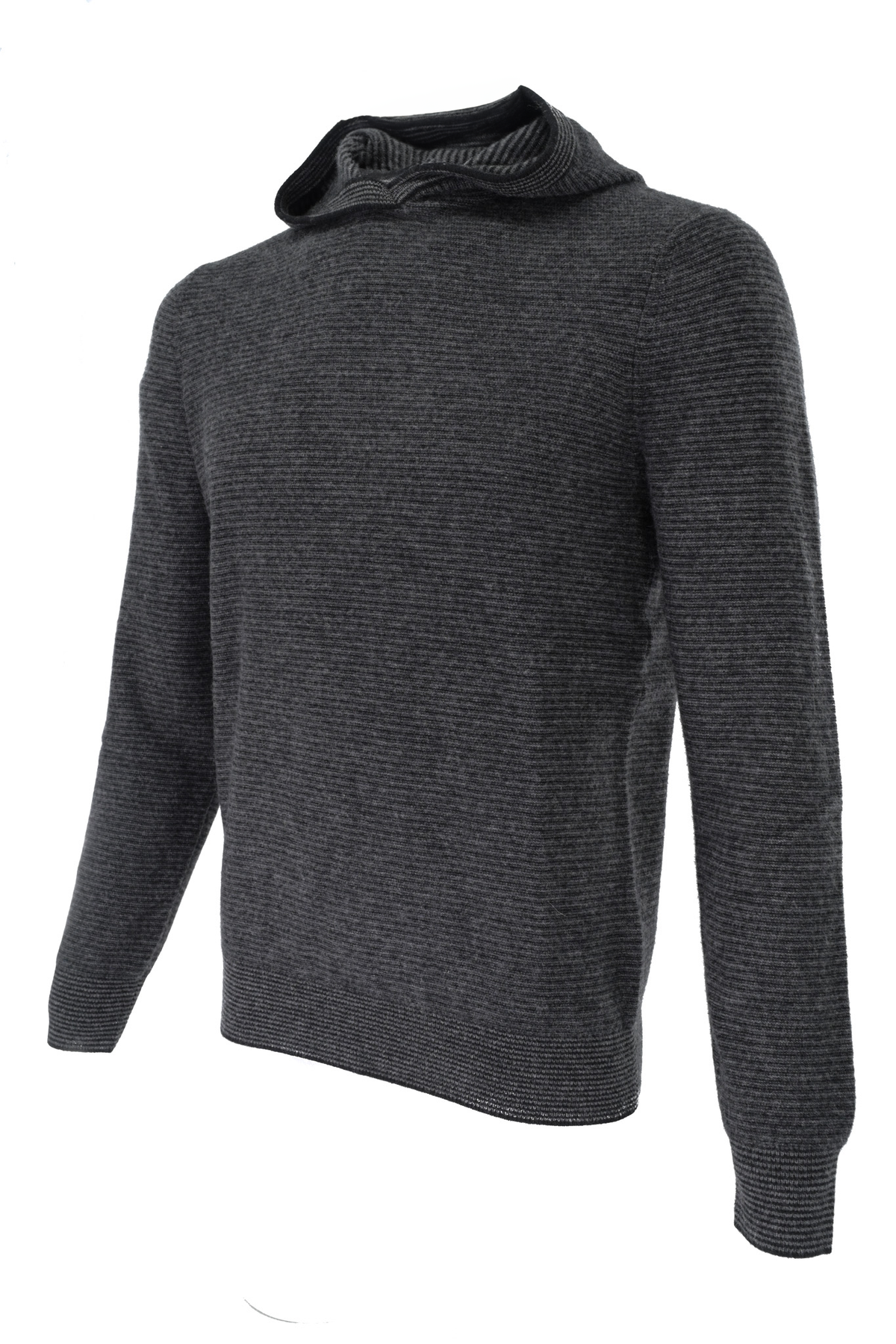 Naadam Striped Hooded Sweater - Black