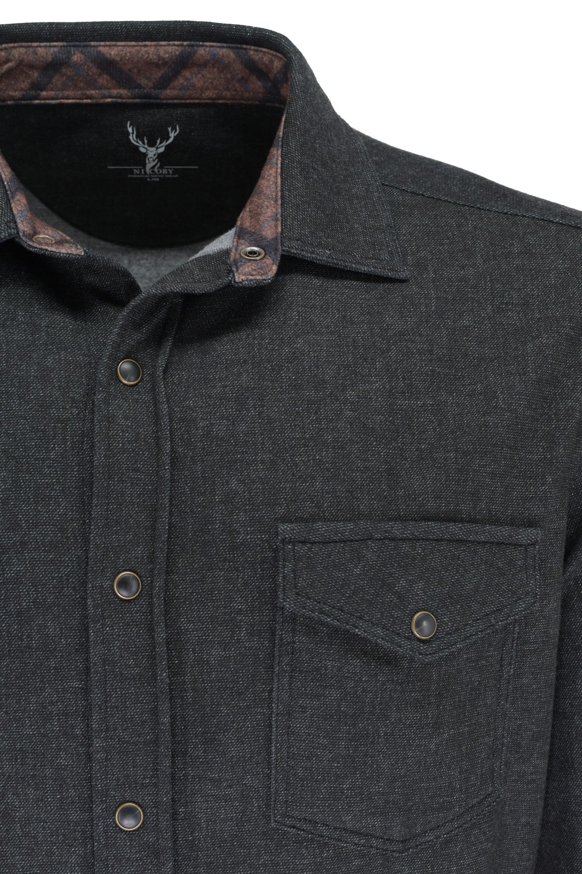 Nicoby Snap-button Shirt Jacket - Black