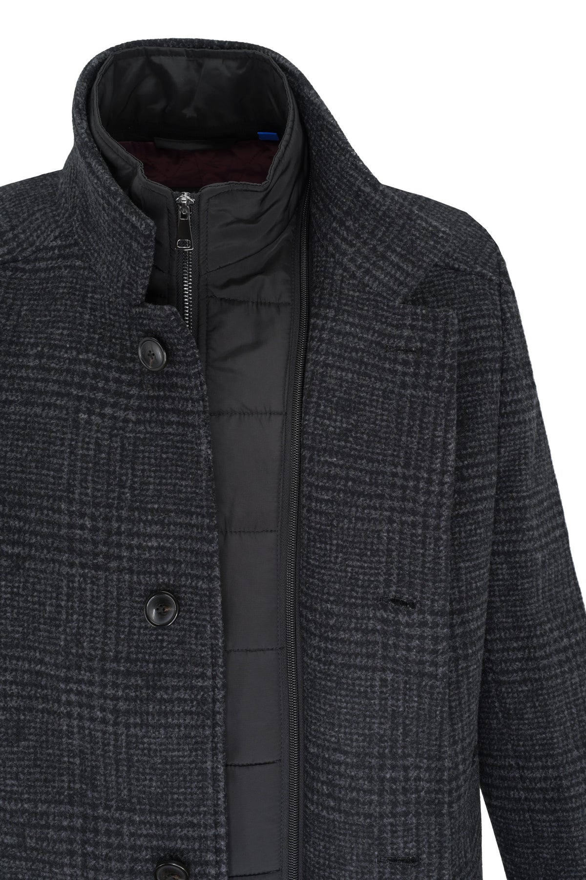 Giles & Jasper Hybrid Overcoat - Charcoal Plaid