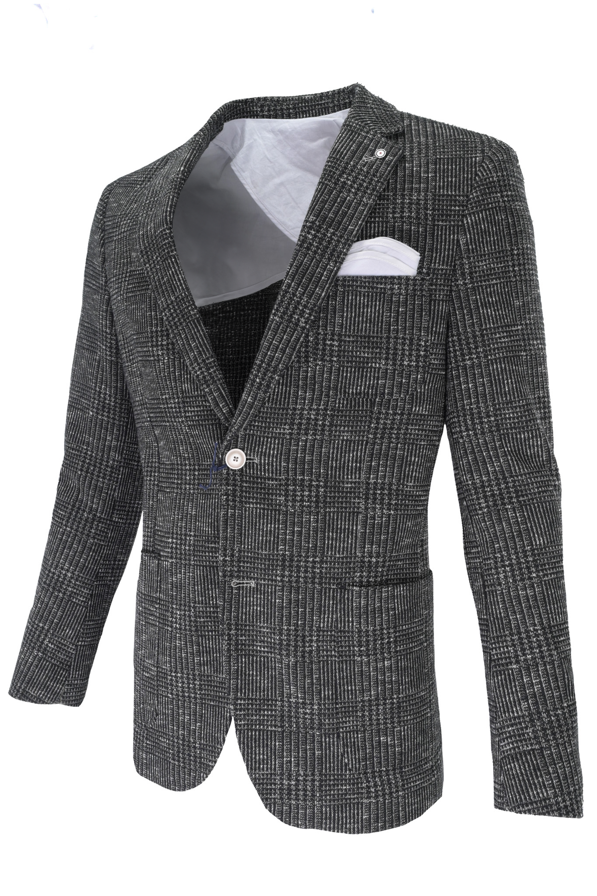 Blue Industry Textured Check Sport Coat - Black