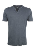 Raffi V-neck Cotton Henley - Carbon