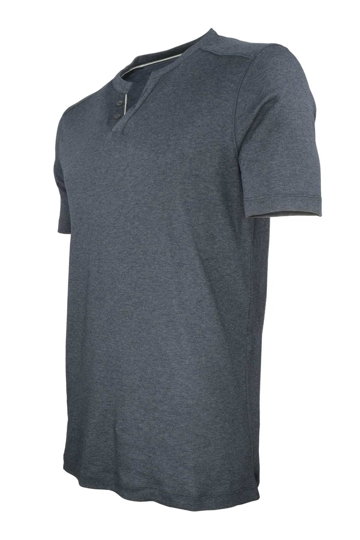 Raffi V-neck Cotton Henley - Carbon