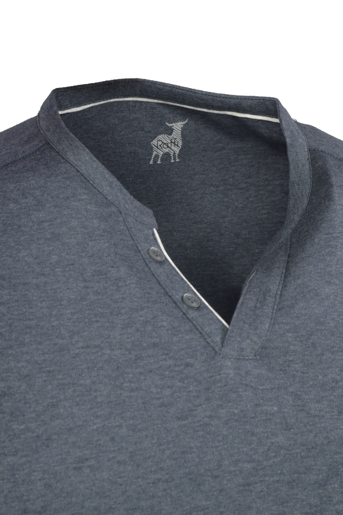 Raffi V-neck Cotton Henley - Carbon