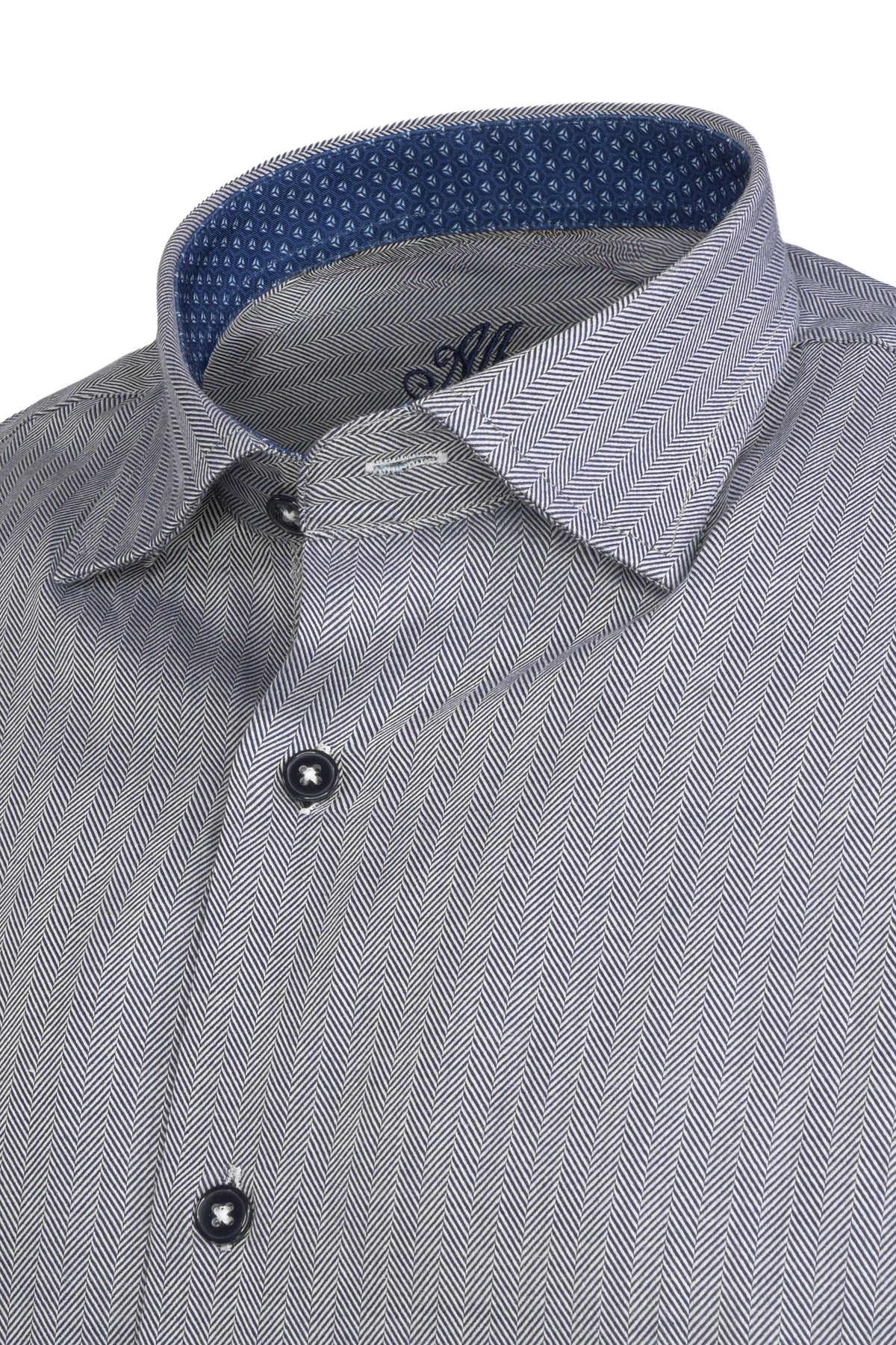 Alberto Zimni Chevron Shirt Navy