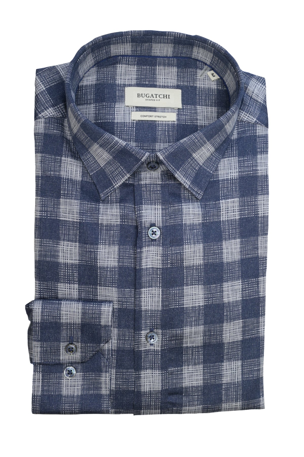 Bugatchi Comfort Stretch Shirt - Navy Plaid