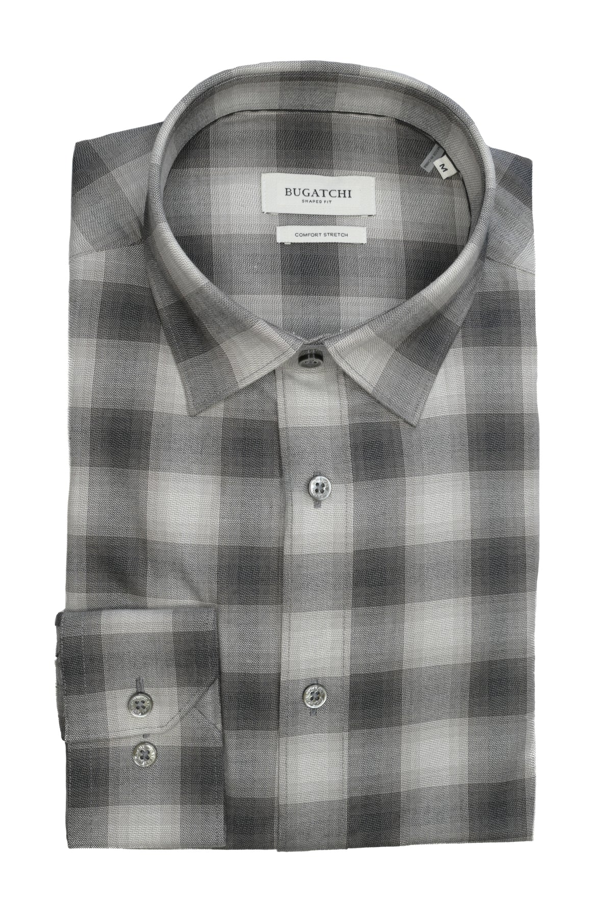 Bugatchi Comfort Stretch Shirt - Anthracite Plaid