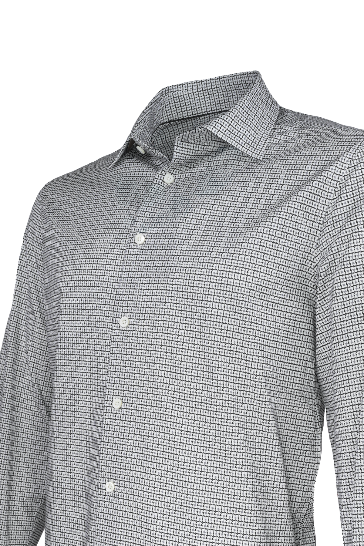 Bugatchi OoohCotton® Shirt - Zinc Houndstooth