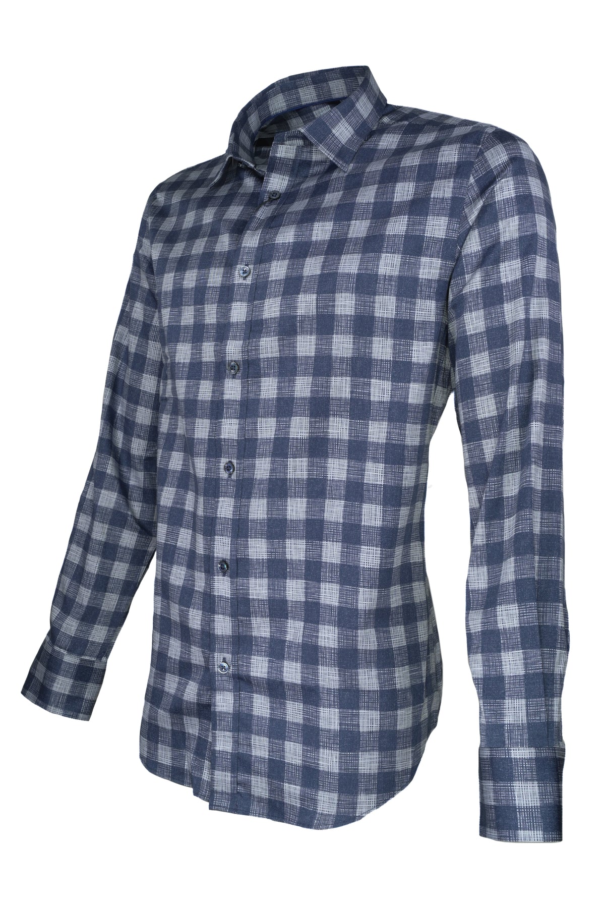 Bugatchi Comfort Stretch Shirt - Navy Plaid