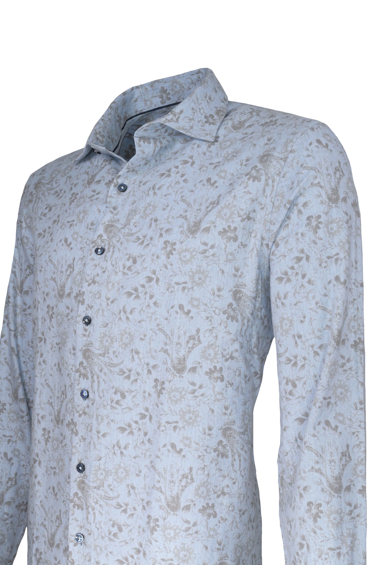 Bugatchi Cotton Shirt - Abstract Dusty Blue