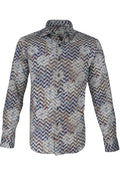 Bugatchi Comfort Stretch Shirt - Carmel Chevron