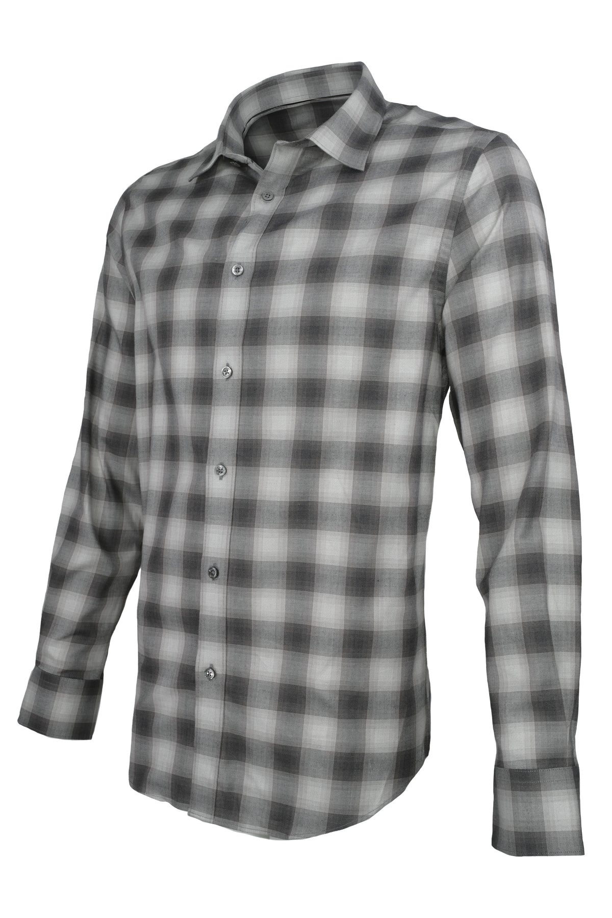 Bugatchi Comfort Stretch Shirt - Anthracite Plaid