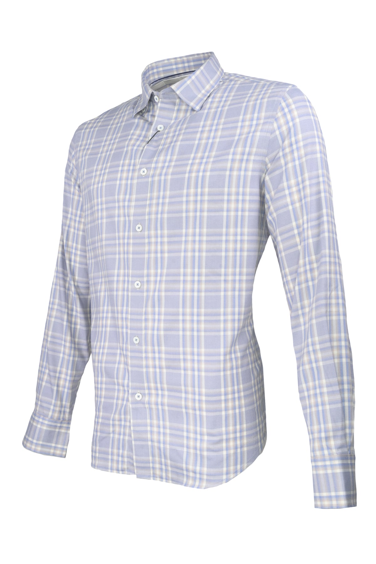 Bugatchi Comfort Stretch Shirt - Air Blue Plaid