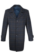 Renoir Navy Plaid Car Coat