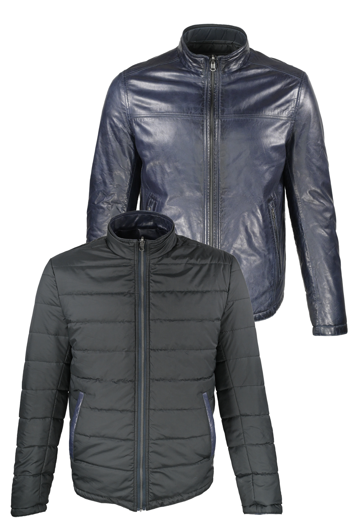 Regency Lucio Puffy/Leather Reversible Jacket - Black/Navy