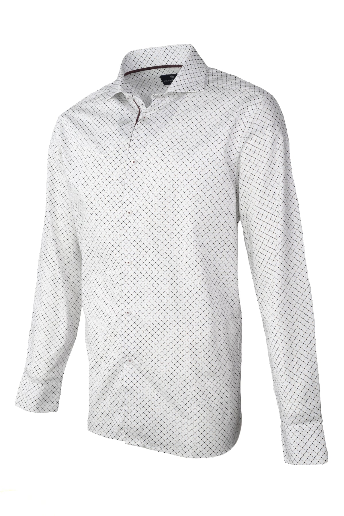 Luchiano Visconti Geometric Diamond Shirt - White