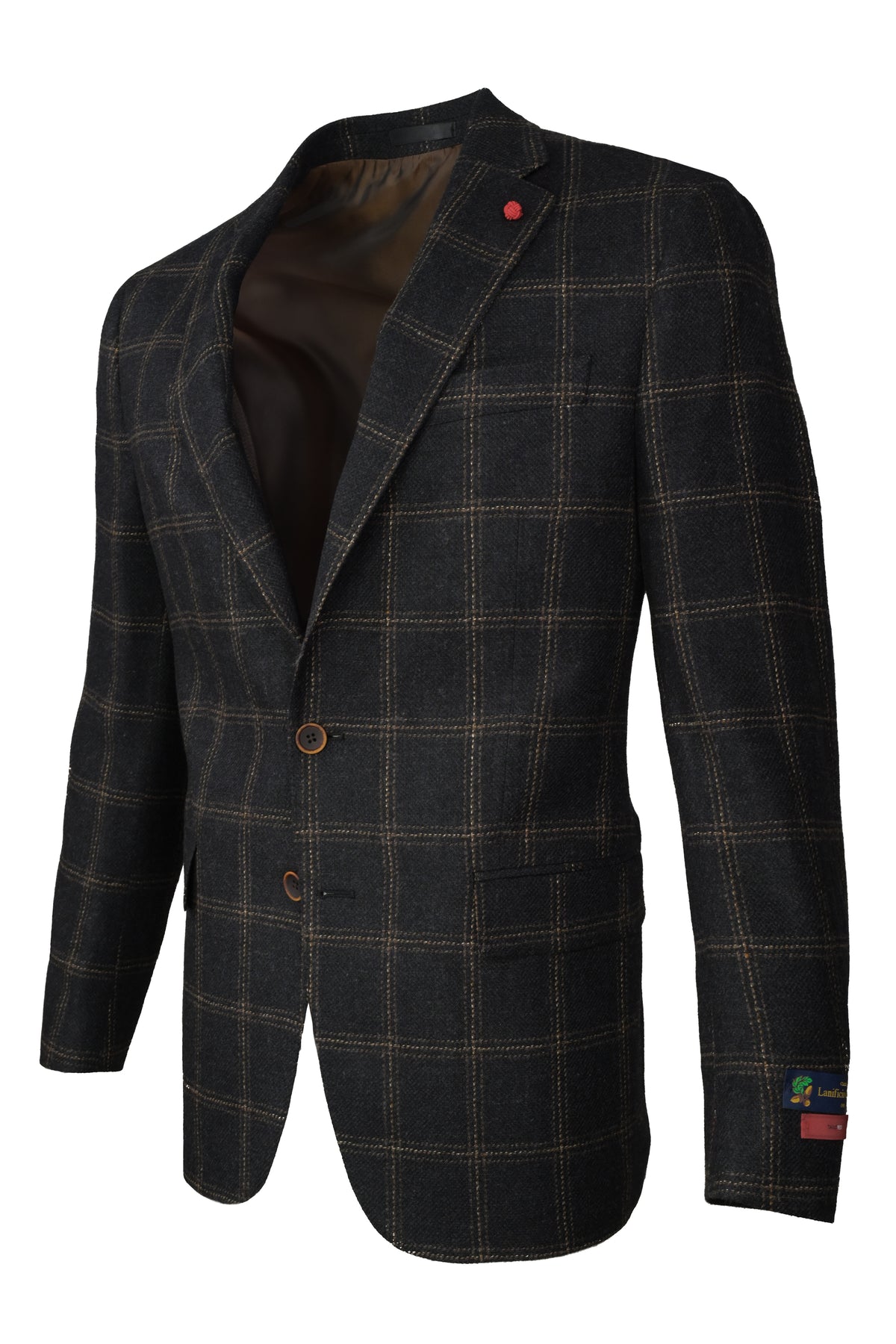 TailoRed Windowpane Gianni Sport Coat - Black/Tan