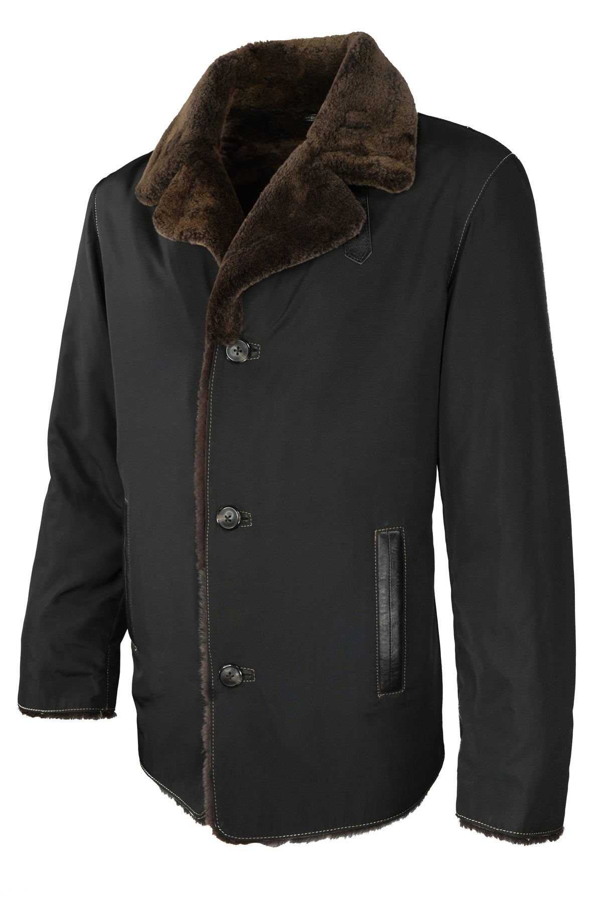 Inpore Shearling Leather Coat - Black