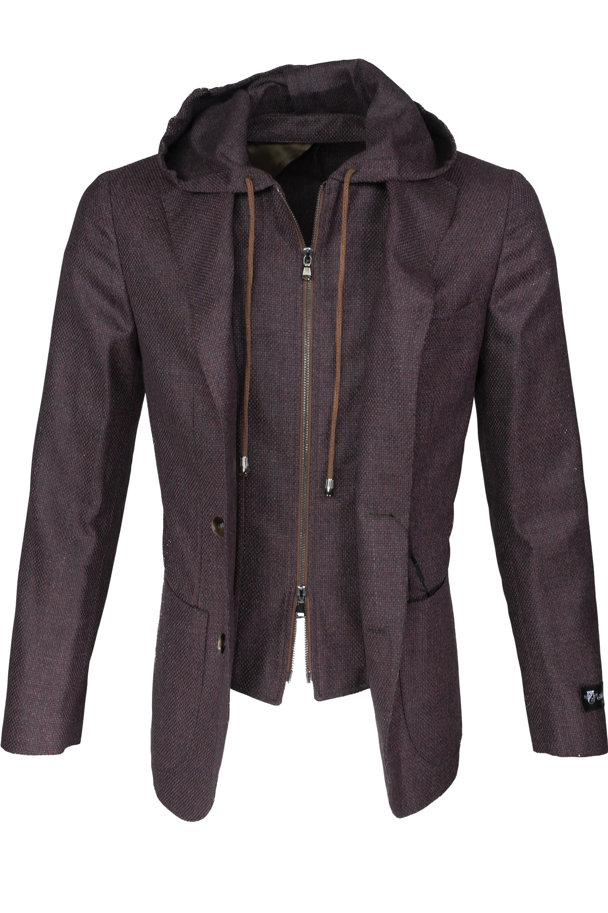 Alberto Zimni Signature Hybrid Hooded Sport Coat Burgundy