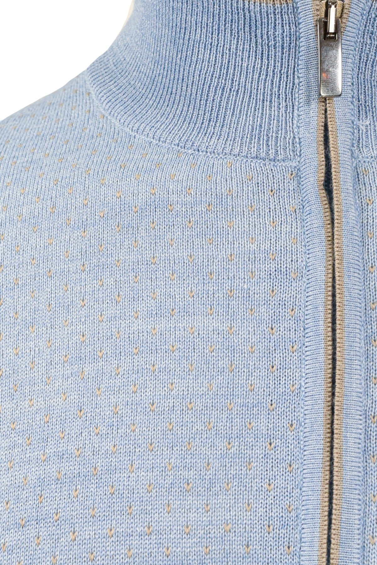 Codice Half Zip Sweater - Blue / Beige