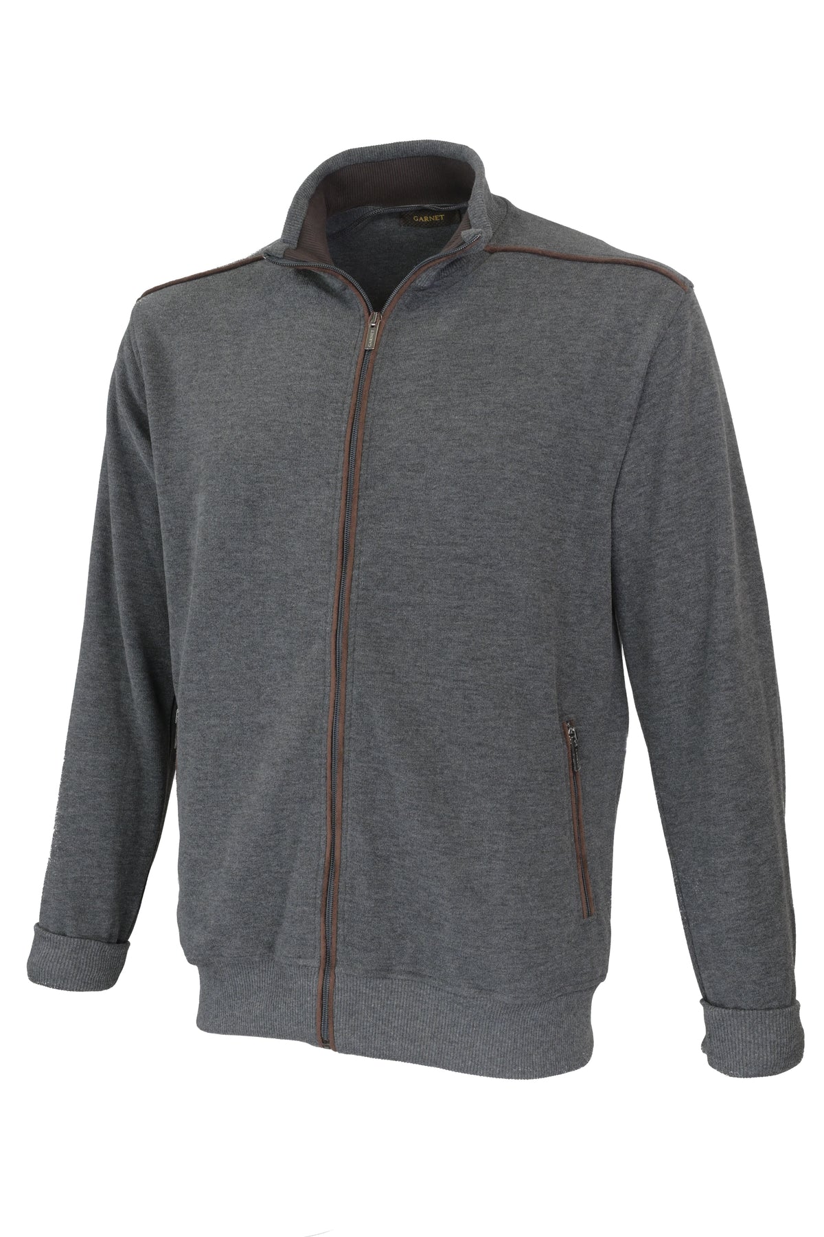 Garnet Full Zip Sweater - Charcoal