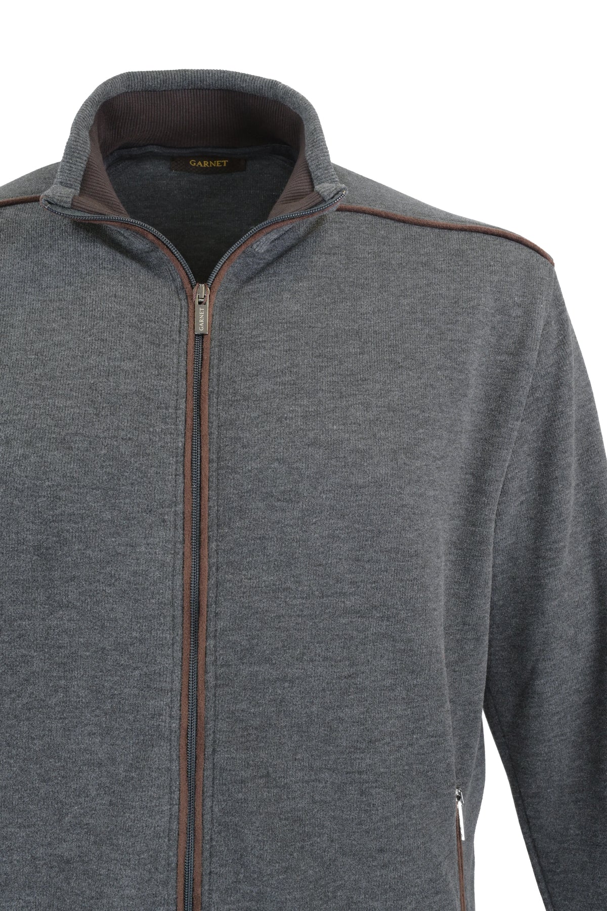 Garnet Full Zip Sweater - Charcoal