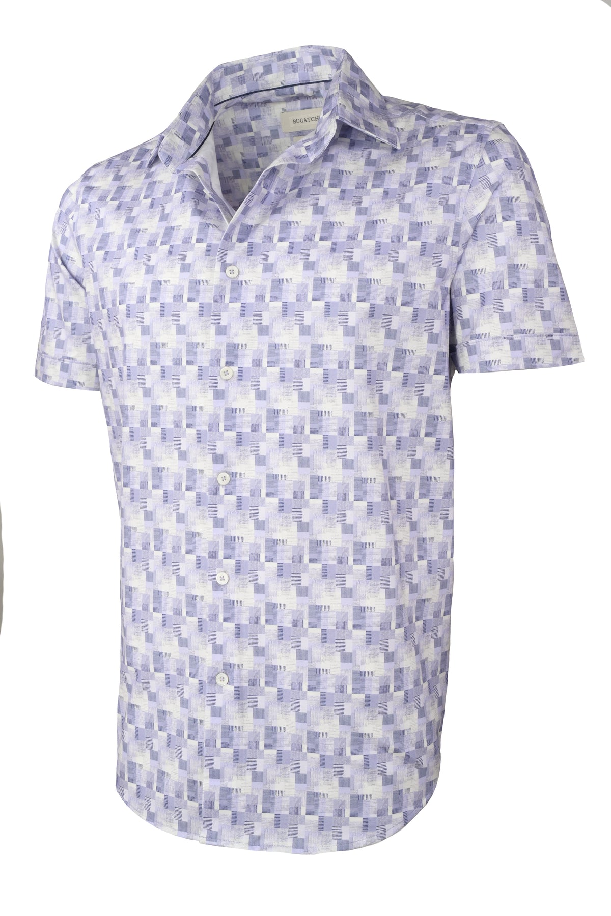 Bugatchi OoohCotton Stretch Shirt - Lilac