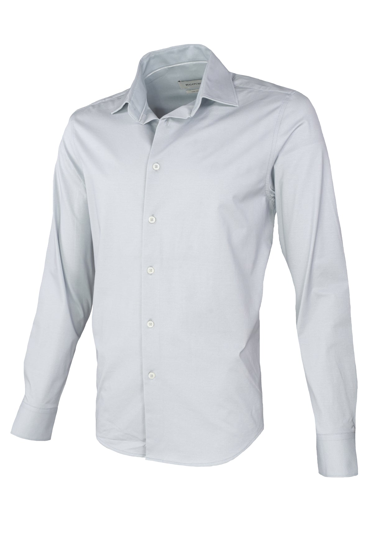 Bugatchi 8-Way Stretch Chevron Shirt - Platinum