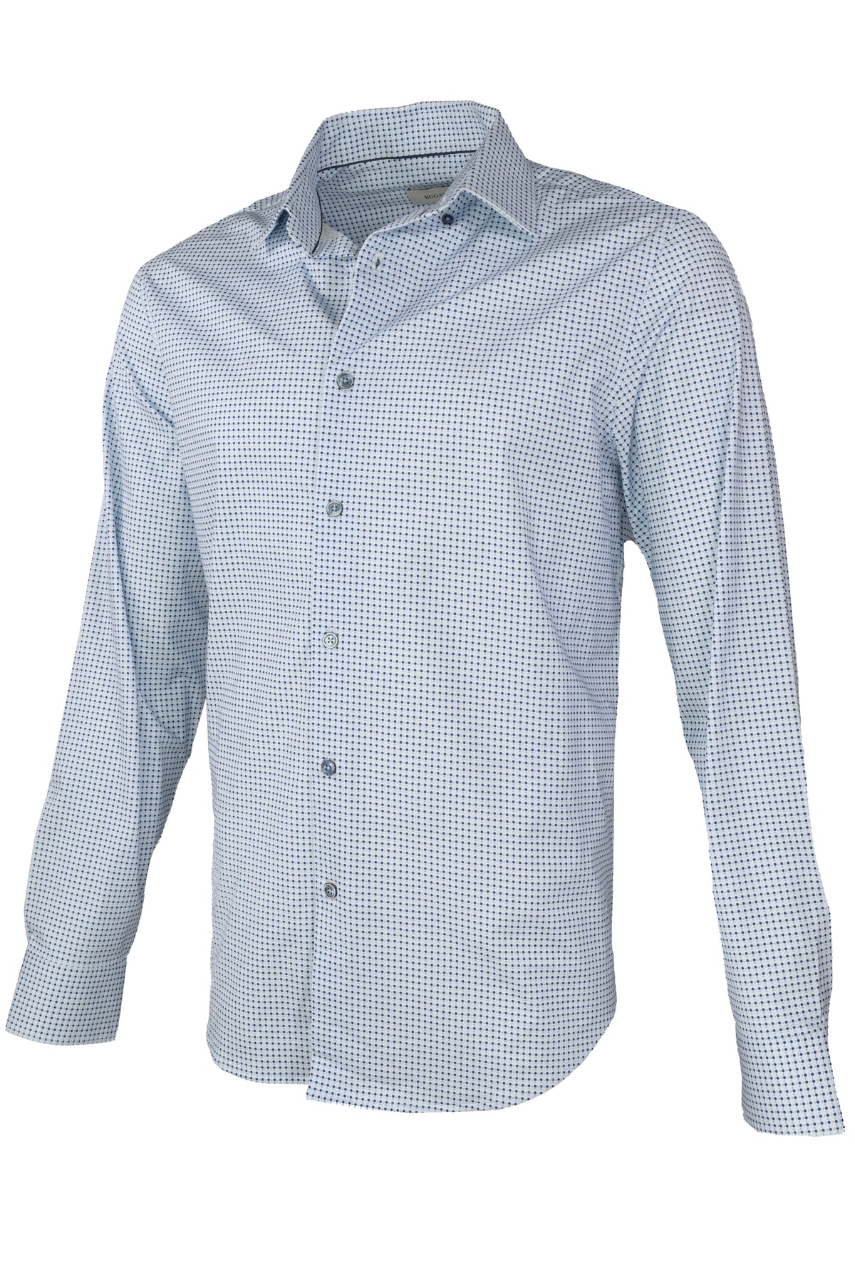 Bugatchi OoohCotton Stretch Geometric Shirt - Air Blue