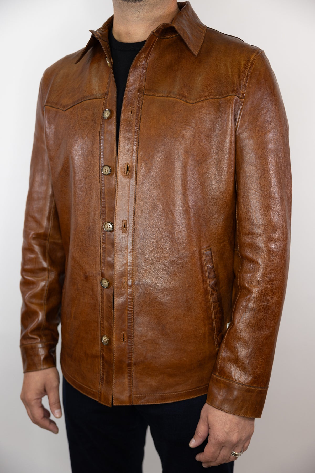 Scully Leather Shirt Jacket Cognac