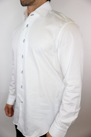 Marcello White Tonal Roll Collar Shirt